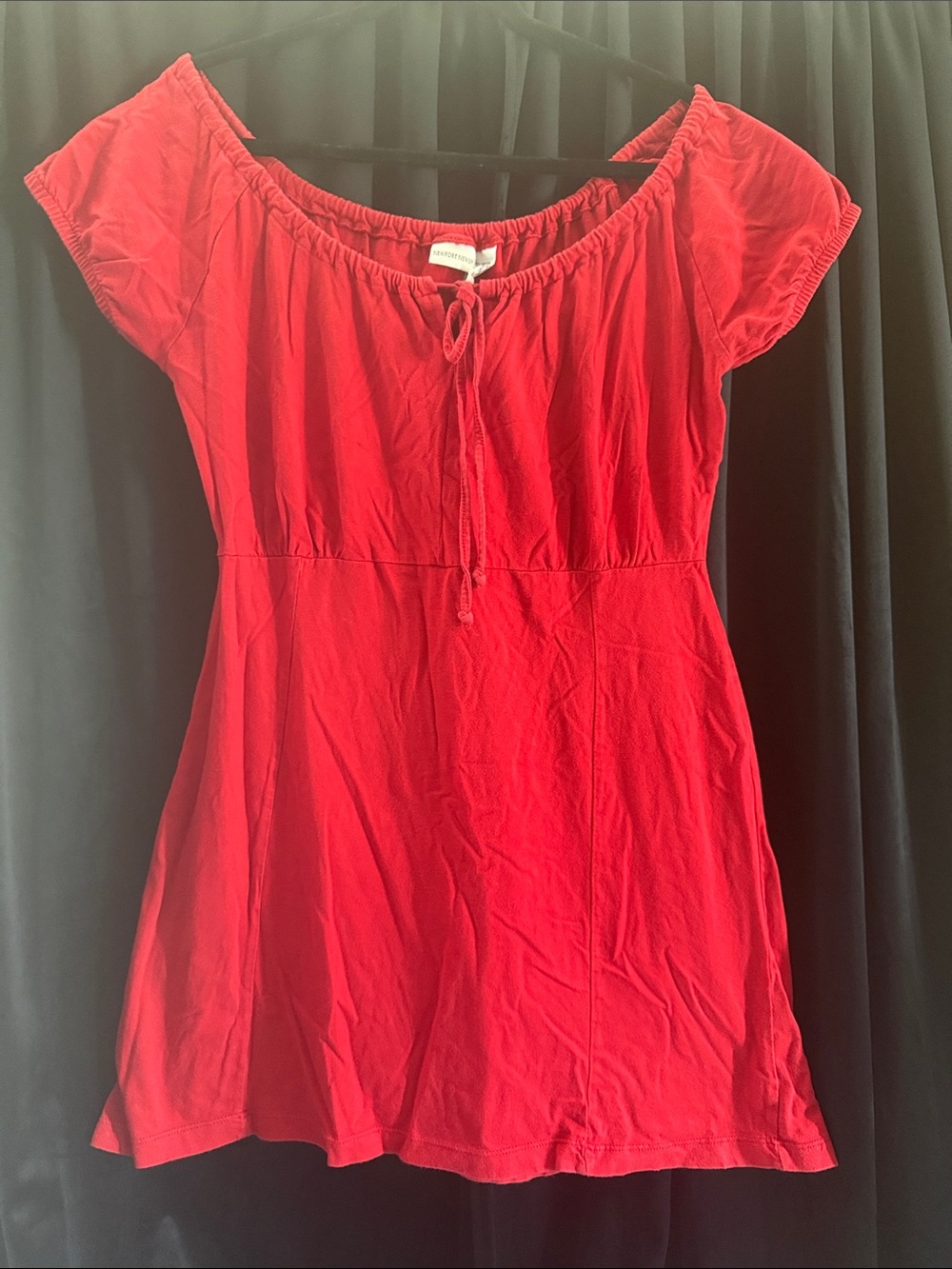 Vintage y2k Red Peasant dress with Tie Neck